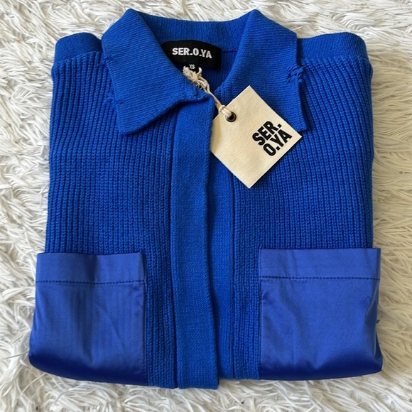 SER.O.YA Evelyn Cropped Knit Jacket in Royal Blue size XS - Picture 4 of 14